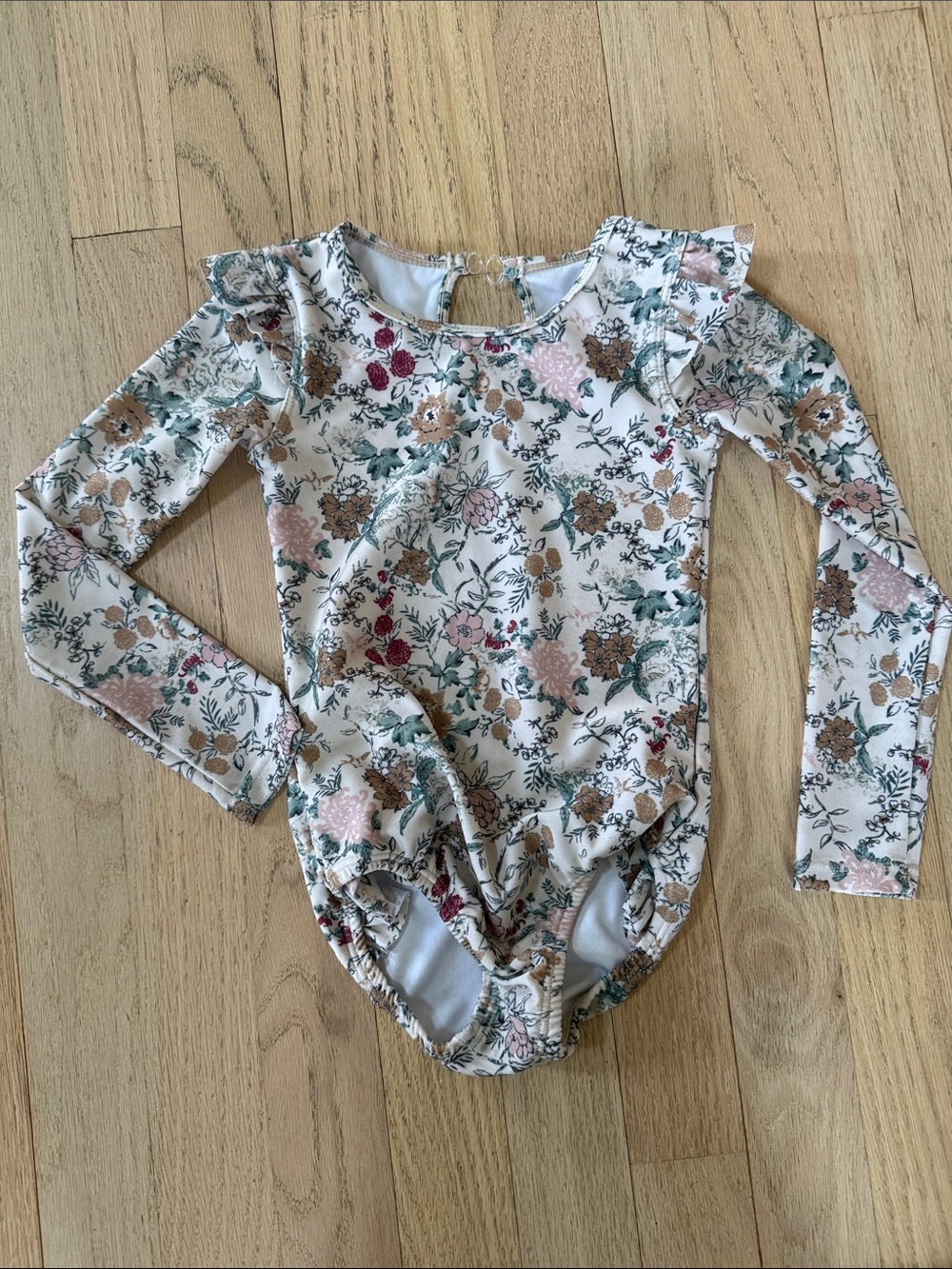 Jamie Kay Cream Floral Long-Sleeve One-Piece Swimsuit
